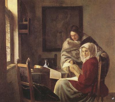 Jan Vermeer Girt interrupted at her music (mk30) oil painting image